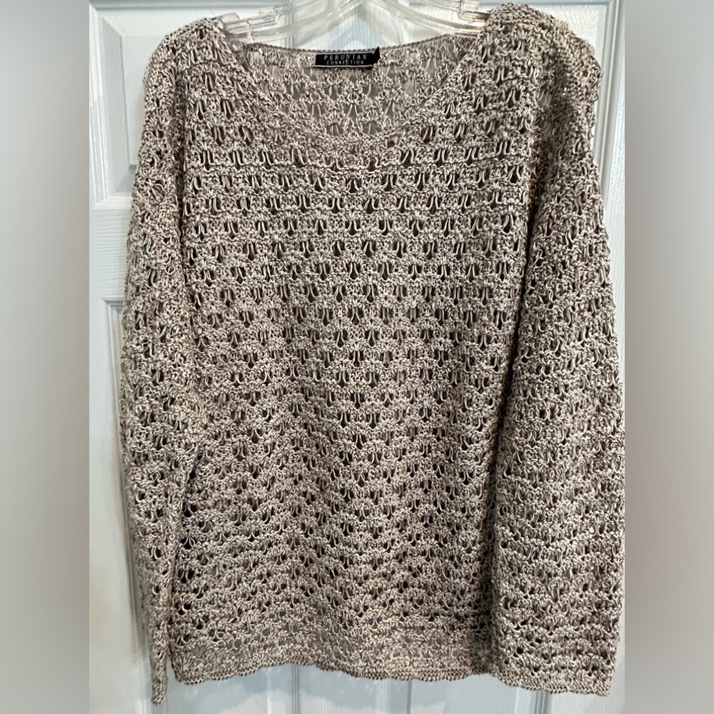 Peruvian Connection Pima Cotton Crochet Sweater Size X-Large NWOT